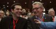 Alexis Tsipras y Pierre Laurent, ayer, en el Congreso del PIE.-