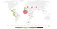 Mapa en el que se observa la distribución de la ayuda española en 2013. OXFAM