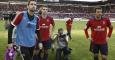 Los jugadores de Osasuna tras consumarse el descenso del equipo la temporada pasada. /EFE