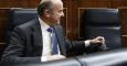 El ministro de Economía, Luis de Guindos, durante la segunda jornada del debate del estado de la nación en el Congreso de los Diputados. EFE/Chema Moya