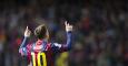 El delantero argentino del FC Barcelona, Leo Messi, muestra su alegría tras anotar el cuarto gol de su equipo frente al Rayo Vallecano.- EFE