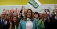 La presidenta de la Junta de Andalucía y candidata socialista, Susana Diaz, celebra con los militantes del partido los resultados en las elecciones de este 22-M. REUTERS/Marcelo del Pozo