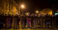 Police line up shortly before the deadline for a city-wide curfew passed in Baltimore. REUTERS/Eric Thayer