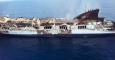 Fotografía facilitada hoy por la Guardia Civil, del ferry "Sorrento", que se incendió el martes a 18 millas del suroeste Mallorca. EFE