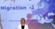 La representante europea para la Política Exterior, Federica Mogherini, en la presentación de la nueva estrategia integral de la Unión Europea (UE) sobre inmigración. REUTERS/Francois Lenoir