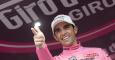 Contador celebra su liderato en el Giro. EFE/EPA/CLAUDIO PERI