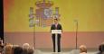 Pedro Sánchez, durante el acto de su proclamación del domingo que estuvo presidido por la bandera rojigualda. EUROPA PRESS