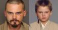 La fotografía de Jake Lloyd detenido (izquierda) y del joven Lloyd caracterizado del pequeño Anakin Skywalker (izquierda).