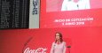 La presidenta de Coca-Cola European Partners durante el acto celebrado en la Bolsa de Madrid con motivo de la salida de la compañía a bolsa. LORENA CALLE ESCRIBANO