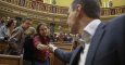 Los líderes de PSOE y Podemos, Pedro Sánchez y Pablo Iglesias, en el Congreso de los Diputados. REUTERS