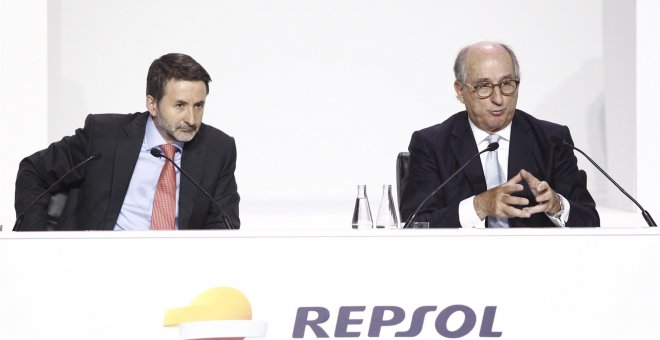 Antonio Brufau y Josu Jon Imaz en la Junta de Accionistas de Repsol. E.P.