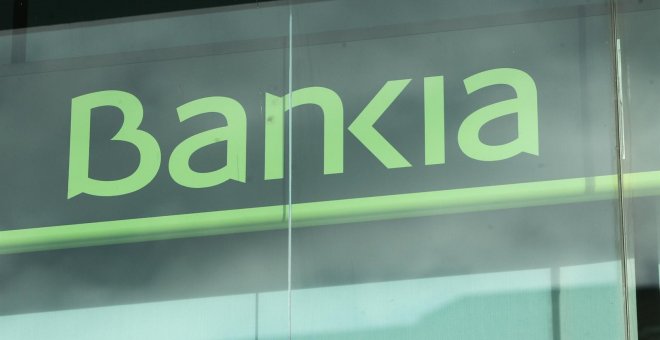 El logo de Bankia en la sede del banco nacioalizado. E.P.