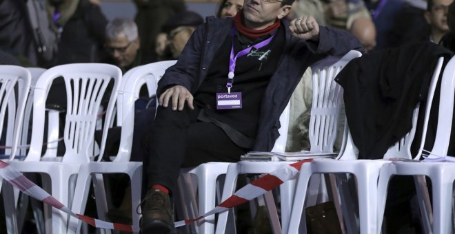 El cofundador de Podemos Juan Carlos Monedero, durante la Asamblea Ciudadana Estatal de Vistalegre II. EFE/Chema Moya