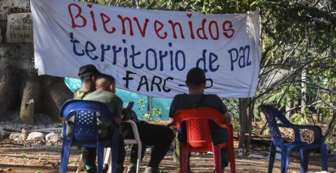 Antiguos guerrilleros de las FARC en San Jose de Oriente. - AFP
