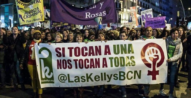 Pancarta de Les Kellys a la manifestació del passat 8 de març.
