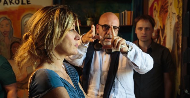 Valeria Bruni Tedeschi y Paolo Virzi, en el rodaje