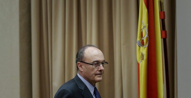 El gobernador del Banco de España, Luis María Linde, en una comparecencia en el Congreso de los Diputados. EFE