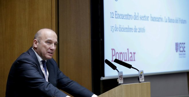 El hasta ahora consejero delegado del Banco Popular, Pedro Larena, en unas jornadas sobre banca organizadas por la escuela de negocios IESE. EFE