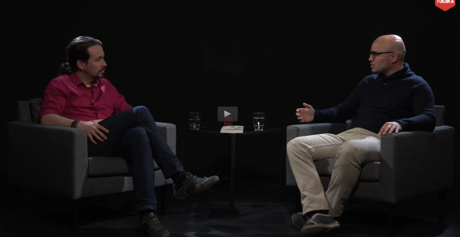 Pablo Iglesias entrevista en 'Otra Vuelta de Tuerka' al sociólogo Rubén Juste en 'Público TV'