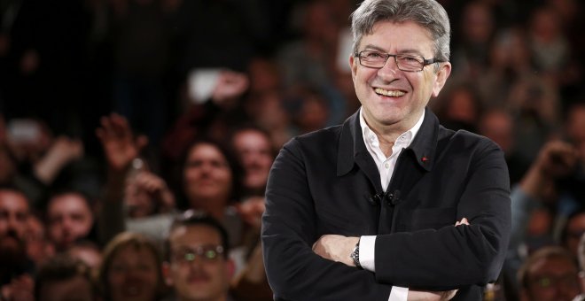 El candidato izquierdista a las elecciones presidenciales francesas, Jean-Luc Mélenchon, en uno de sus mítines de campaña. REUTERS/Pascal Rossignol