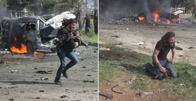 Un fotógrafo rompe a llorar tras el atentado contra un convoy de personas que esperaban a ser evacuadas en las inmediaciones de Alepo. Abd Alkader Habak