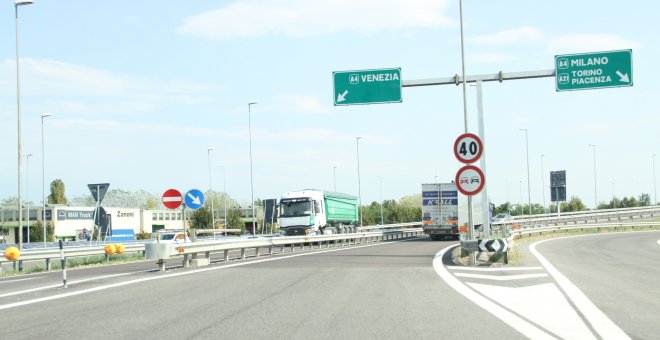 Imagen de la Autostrada A4, de Abertis, la autopista con mayor tráfico de Italia.
