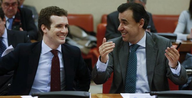 El vicesecretario de Comunicación del PP, Pablo Casado, y el coordinador general del partido, Fernando Martínez-Maillo, en una imagen de archivo. EFE