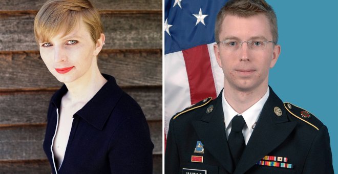 Chelsea Manning, con su nuevo aspecto como mujer. A la derecha, en una foto uniformado antes de empezar su tratamiento hormonal.