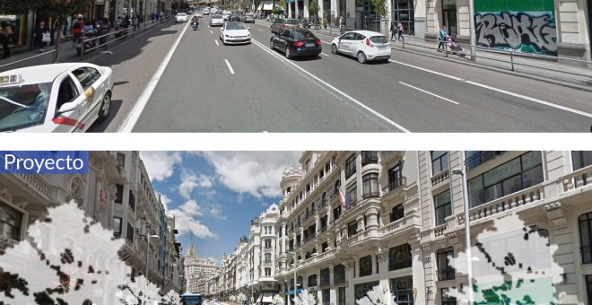 La Gran Vía ahora y tras la remodelación. /AYUNTAMIENTO DE MADRID