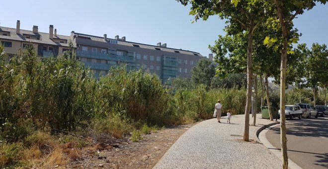 El casco urbano de Cuarte de Huerva está atravesado por el rio del mismo nombre, parte de cuya llanura de inundación está ocupada por edificios.