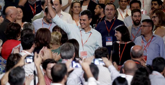 El líder del PSOE, Pedro Sánchez, a su llegada al 39 congreso federal de los socialistas hoy en Madrid. /EFE