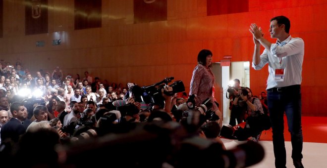 El líder del PSOE, Pedro Sánchez, a su llegada al 39 congreso federal de los socialistas. EFE/Emilio Naranjo
