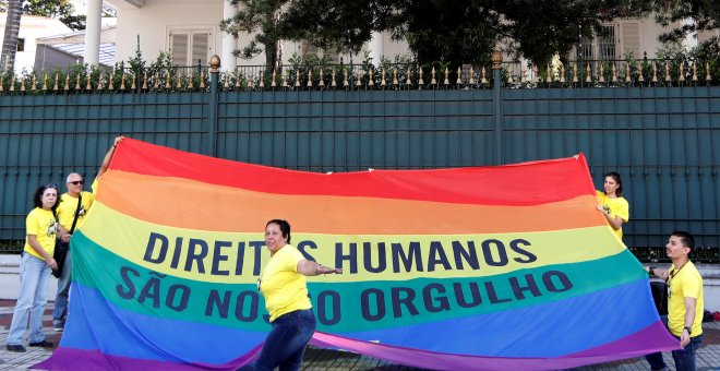 La manifestación del Orgullo en Sao Paulo sirvió para reivindicar los derechos del colectivo LGTBI. REUTERS/Paulo Whitaker