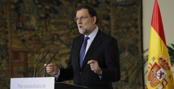 Mariano Rajoy, durant una intervenció a la Moncloa, aquest divendres. EFE/Juan Carlos Hidalgo
