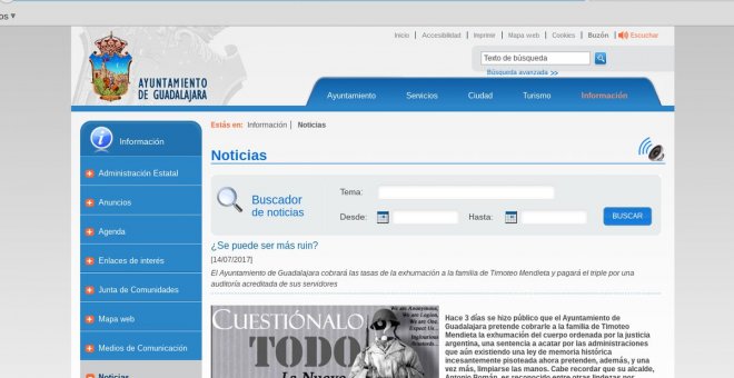 La web del Ayuntamiento de Guadalajara