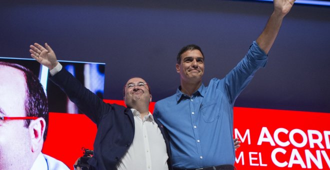El líder del PSC, Miquel Iceta, y el Secretario General del PSOE, Pedro Sánchez.EFE/Quique García