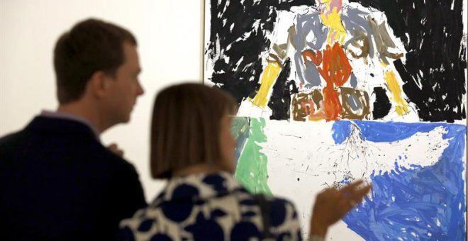 Presentación de la exposición monográfica que el Museo Guggenheim Bilbao dedica a la serie de pinturas de gran formato de George Baselitz.- EFE