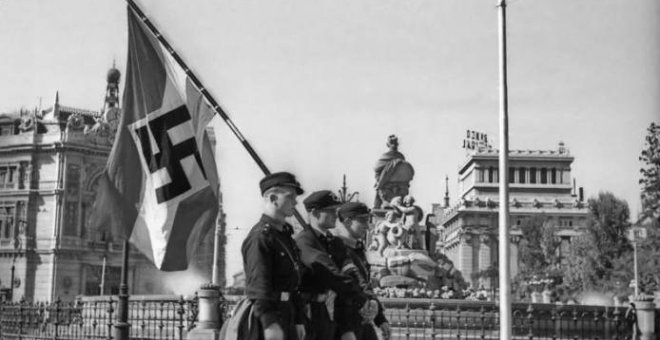 Octubre de1940, el jefe de la policía nazi, Heinrich Himmler, visita a sus aliados franquistas.- TWITTER ARMH
