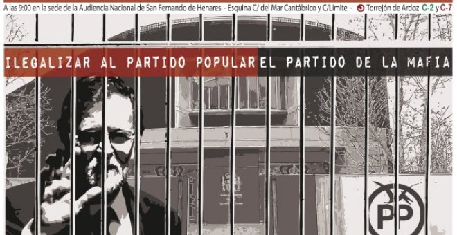 Convocatoria de la Coordinadora 25-S para la concentración de protesta en la Audiencia Nacional durante la declaración de Mariano Rajoy ante el tribunal de la Gürtel. COORDINADORA 25-S