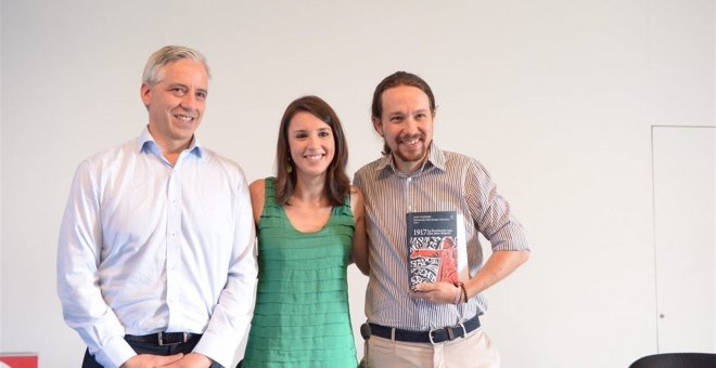 Pablo Iglesias, Irene Montero y Álvaro García Linera, vicepresidente de Bolivia DANI GAGO/PODEMOS