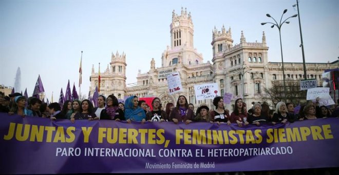 Cabecera de la manifestación del Día de la Mujer Trabajadora, 8 de marzo, en Madrid /EFE