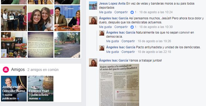 Comentarios de la presidenta Ángeles Isac por la vía social Facebook