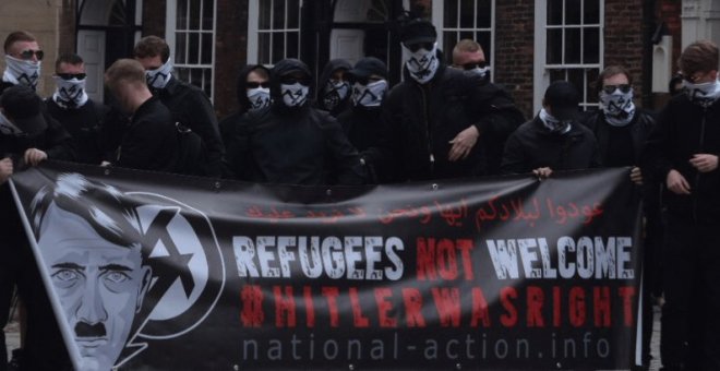Protesta contra los refugiados del grupo de extrema derecha británico National Action.- TWITTER NATIONAL ACTION
