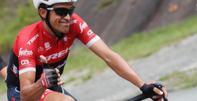 Alberto Contador durante la decimoctava etapa de la Vuelta Ciclista a España.EFE/Javier Lizón