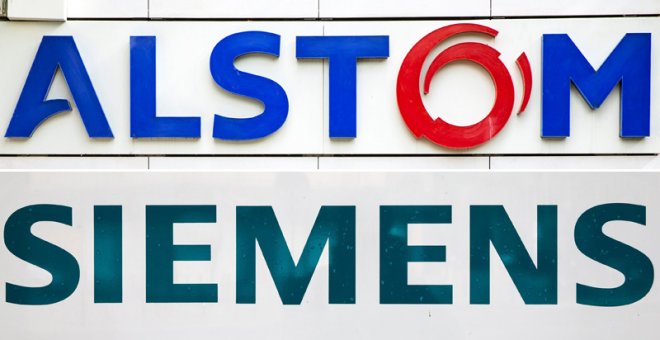 Los logotipos de Siemens y Alstom. EFE