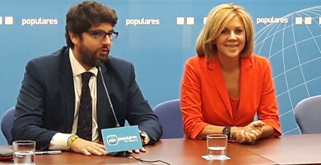 La secretaria general del PP, María Dolores de Cospedal, presidió la Junta Directiva del PP de Murcia que eligió a Fernando López Miras como sustituto de Pedro Antonio Sánchez. EUROPA PRESS