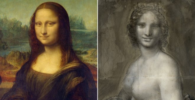La 'Mona Lisa' de Leonardo da Vincim, y la pintura encontrada en París.