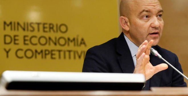 Jaime García legaz, en una rueda de prensa, cuando era secretario de Estado de Comercio. EFE