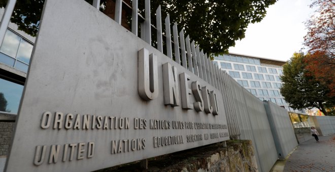 La entrada de la sede de la Unesco, en París. REUTERS/Philippe Wojazer