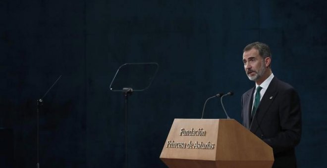 El rey durante su discurso en la entrega de los premios Princesa de Asturias. | EFE